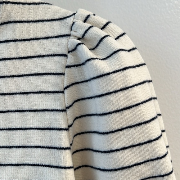 Saylor Cropped Navy and Cream Striped Sweatshirt Size Small - Picture 6 of 7